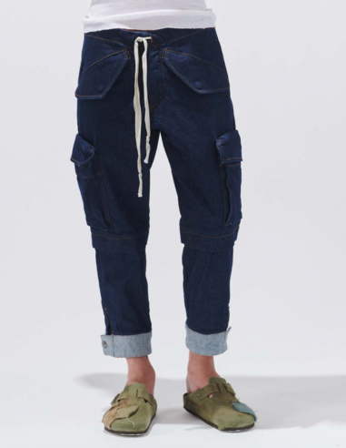 GREG LAUREN cargo jeans with waistline cord - Spring/ Summer 2023