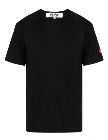 T-shirt noir COMME DES GARÇONS PLAY à logo brodé aux manches - Mixte