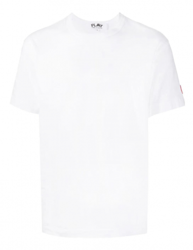 T-shirt blanc COMME DES GARÇONS PLAY à logo brodé aux manches - Mixte