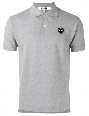 COMME DES GARÇONS PLAY black heart logo polo shirt in grey - Unisex