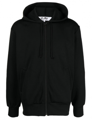 COMME DES GARÇONS PLAY zipped logo hoodie in black - Unisex