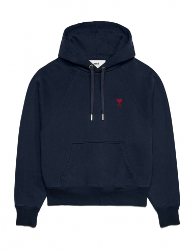 AMI PARIS logo embroidered oversized hoodie in navy - Fall/ Winter 2023