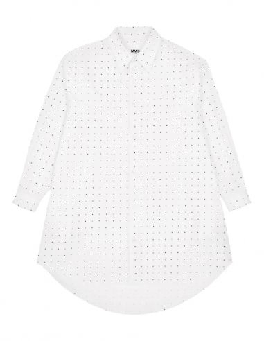 MM6 polka dots mid-long oversized white shirt dress - Fall/ Winter 2023