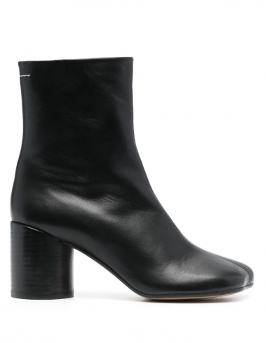 Bottines noires en cuir MM6 à talon cylindrique - Automne/ Hiver 2023