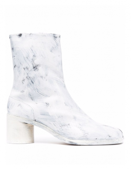Maison Margiela Tabi painted heeled ankle boots white
