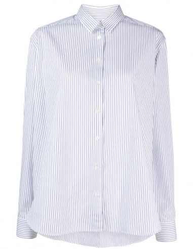 TOTEME white and blue striped poplin cotton shirt - Fall/ Winter 2023