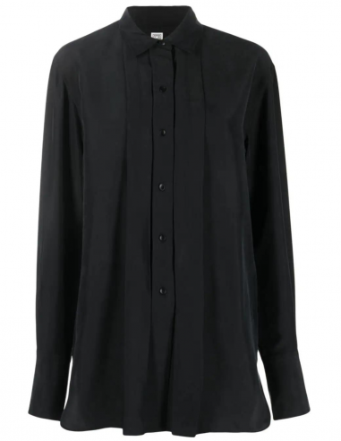 TOTEME box pleats shirt in black silk - Fall/ Winter 2023