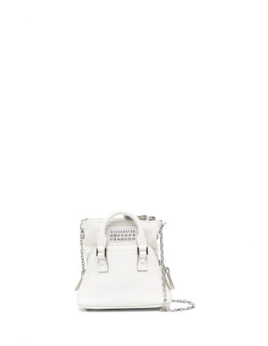 MAISON MARGIELA "5AC Baby" micro bag in white grained leather - Fall/ Winter 2023
