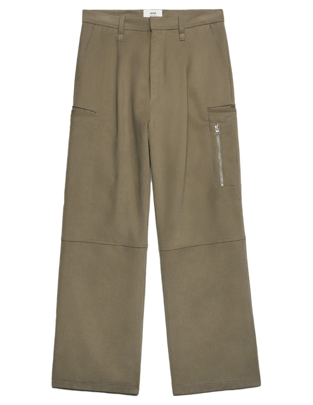 Wide-leg cargo pants with darts - Taupe