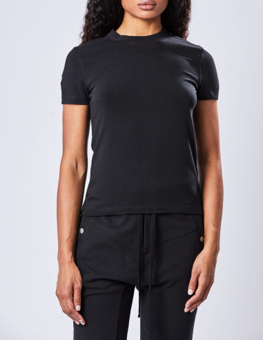 THOM KROM round neck t-shirt in black cotton jersey with short sleeves for women