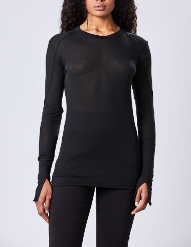 THOM KROM t-shirt in black cotton with long sleeves fall-winter 2023-2024 for women