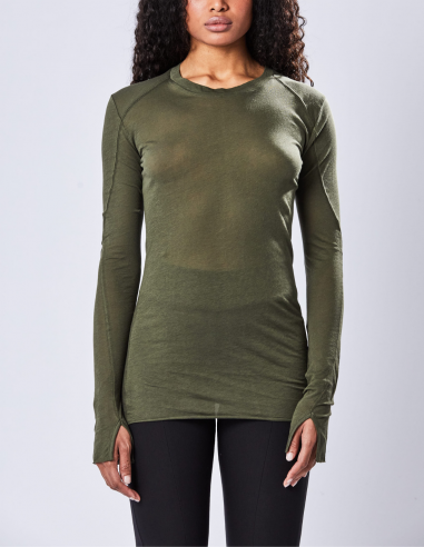 THOM KROM t-shirt in khaki cotton with long sleeves fall-winter 2023-2024 for women