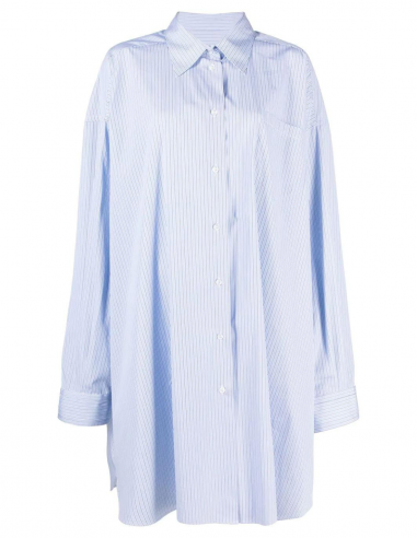Longue chemise rayée MAISON MARGIELA bleu ciel en popeline de coton