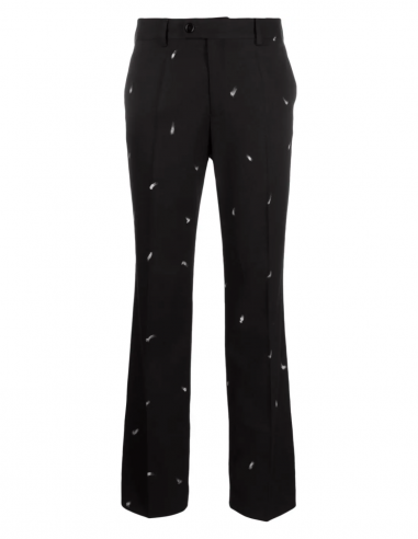 MM6 black straight trousers with white paint stains fall-winter 2023-2024