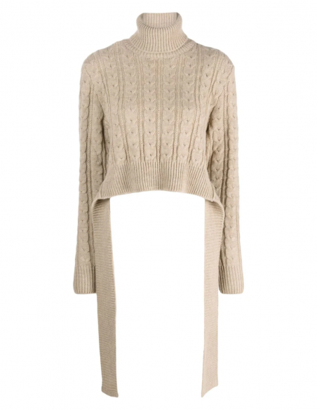 Pull MM6 en maille torsad e beige automne hiver 2023 2024