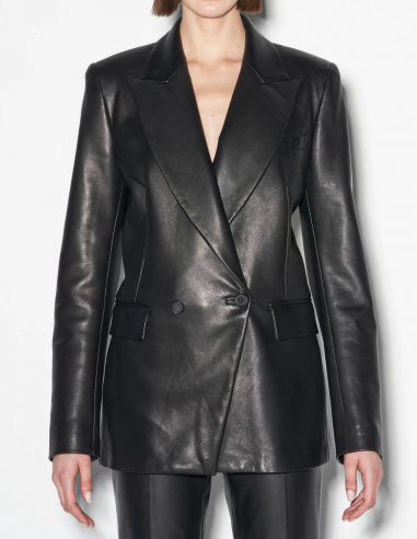 BARBARA BUI black leather suit jacket fall-winter 2023/2024