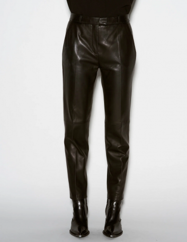 Pantalon cigarette BARBARA BUI en cuir noir automne-hiver 2023/2024