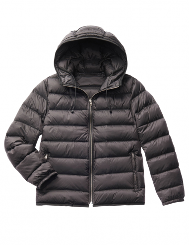 Grey hooded TEN C down jacket fall-winter 2023/2024 for men