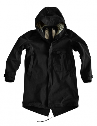 Parka "Cyclone" longue TEN C à capuche en noir - Automne/ Hiver 2022 pour homme