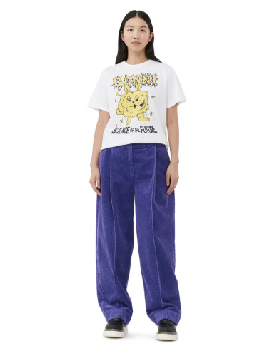 Pantalon Ganni en velours côtelé violet