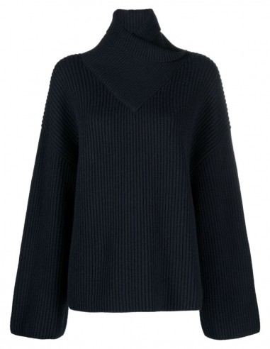 Totême ribbed navy wool pullover for women