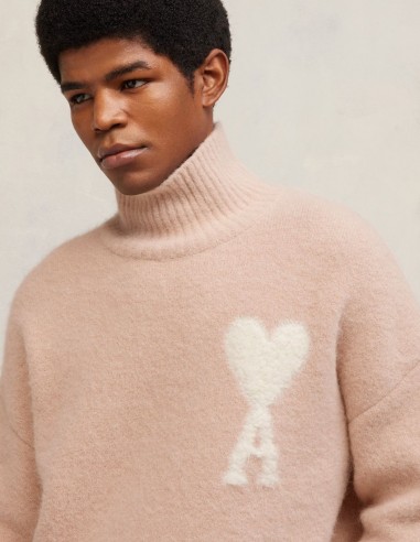 AMI PARIS Oversize turtleneck sweater in alpaca - Pink