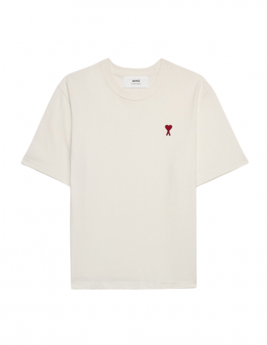 T-shirt AMI PARIS blanc oversize à logo rouge