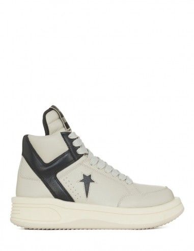 Rick Owens x Converse “Turbowpn” two-tone “oyster”/oyster and black high-top sneakers