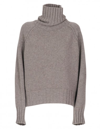 Turtleneck sweater in wool and cashmere in taupe
