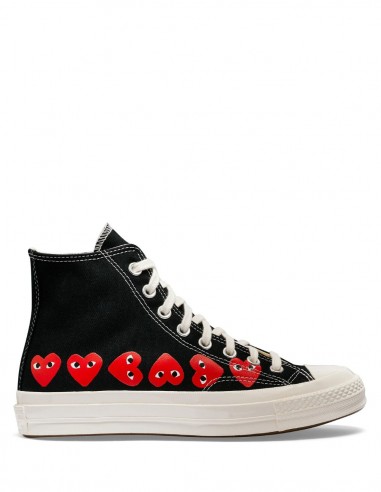 Baskets montantes "Chuck 70" COMME DES GARÇONS PLAY X CONVERSE noires avec multi-coeurs rouges