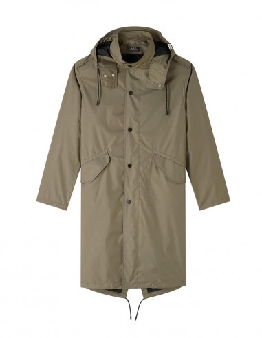Water-repellent A.P.C hooded parka in Kaki