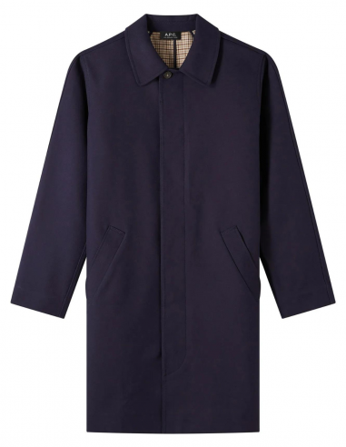Manteau droit APC navy en gabardine de coton - Printemps/ Eté 2023