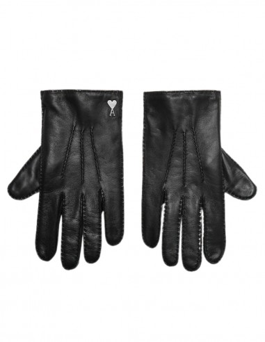 AMI PARIS black lambskin gloves