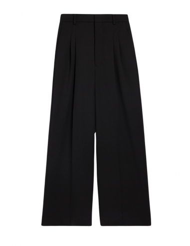 Pantalon AMI PARIS noir à taille haute en laine vierge