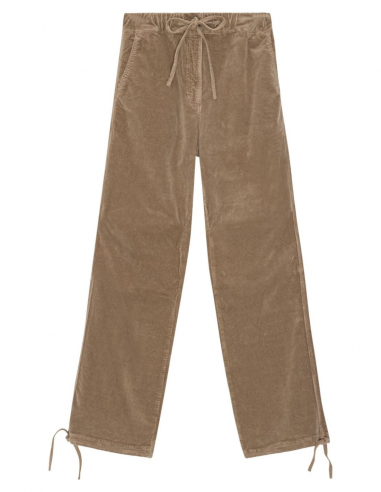 Pantalon GANNI en velours côtelé beige à cordons - Printemps/Été 2024 pour femmes