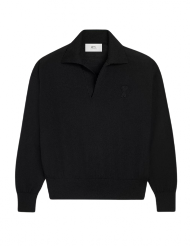 Merino black wool polo neck sweater AMI PARIS - Spring/Summer for men