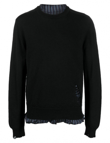 MAISON MARGIELA black round-neck sweater with integrated lining