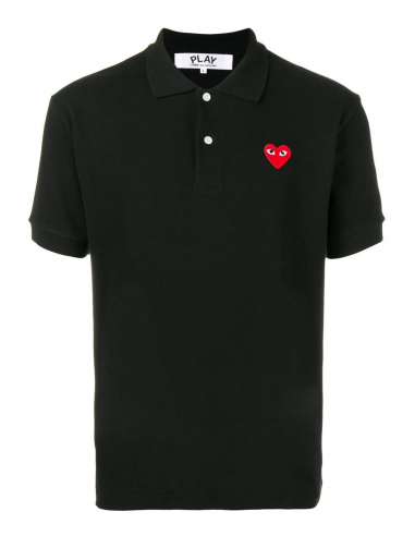 COMME DES GARÇONS PLAY blue polo shirt with red heart logo - SS24 unisex