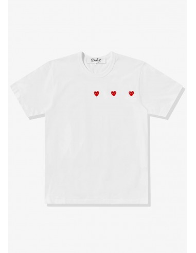 T-shirt Comme des Garçons Play blanc à trois logos coeur - Printemps/Été 2024 mixte