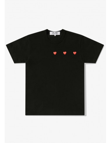 T-shirt Comme des Garçons Play noir à trois logo coeur - Printemps/Été 2024 mixte