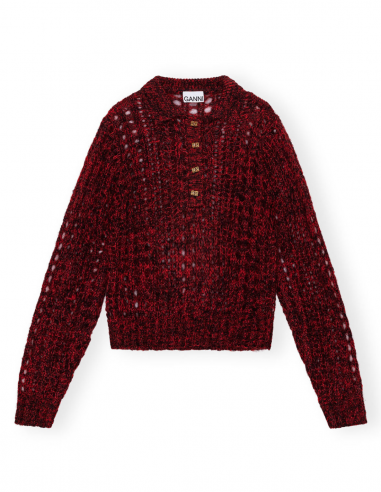 GANNI red mohair sweater with gold buttons - Spring/Summer 2024 for women