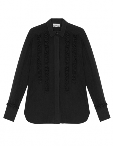 GANNI black ruffled shirt - Spring/Summer 2024 for women