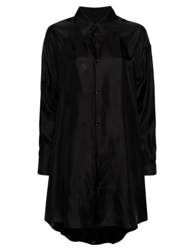 Robe chemise à logo MM6 noire - Printemps/Été 2024 pour femme