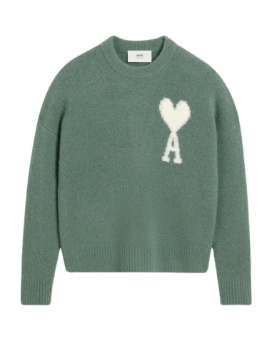 Pull en laine d'alpaga vert AMI PARIS