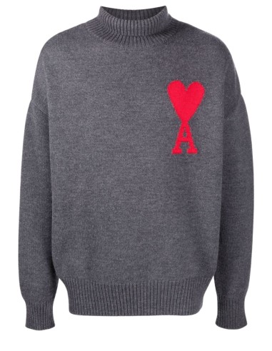 AMI PARIS grey turtleneck "Ami de Coeur" sweater