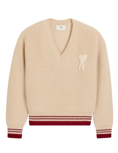AMI PARIS ecru wool sweater