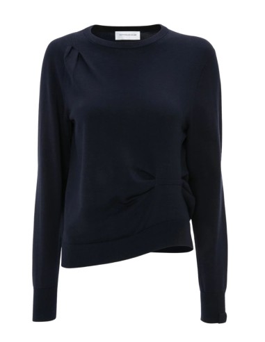 VICTORIA BECKHAM navy round collar sweater